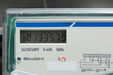 Photo of Closeup view of electric meter. Measuring device