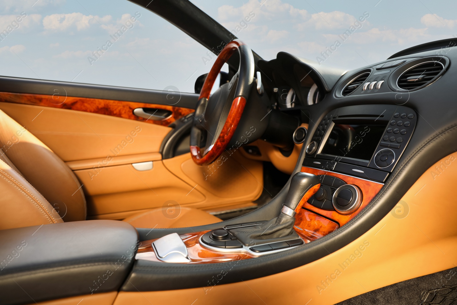 Photo of Closeup view of luxury convertible car interior