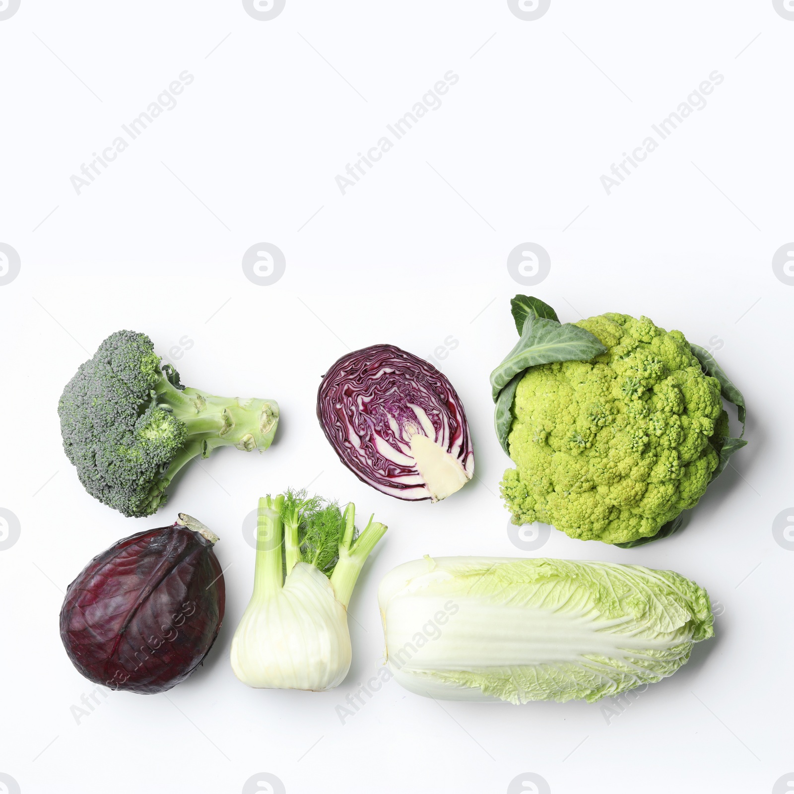 Photo of Flat lay composition with fresh ripe vegetables on white background