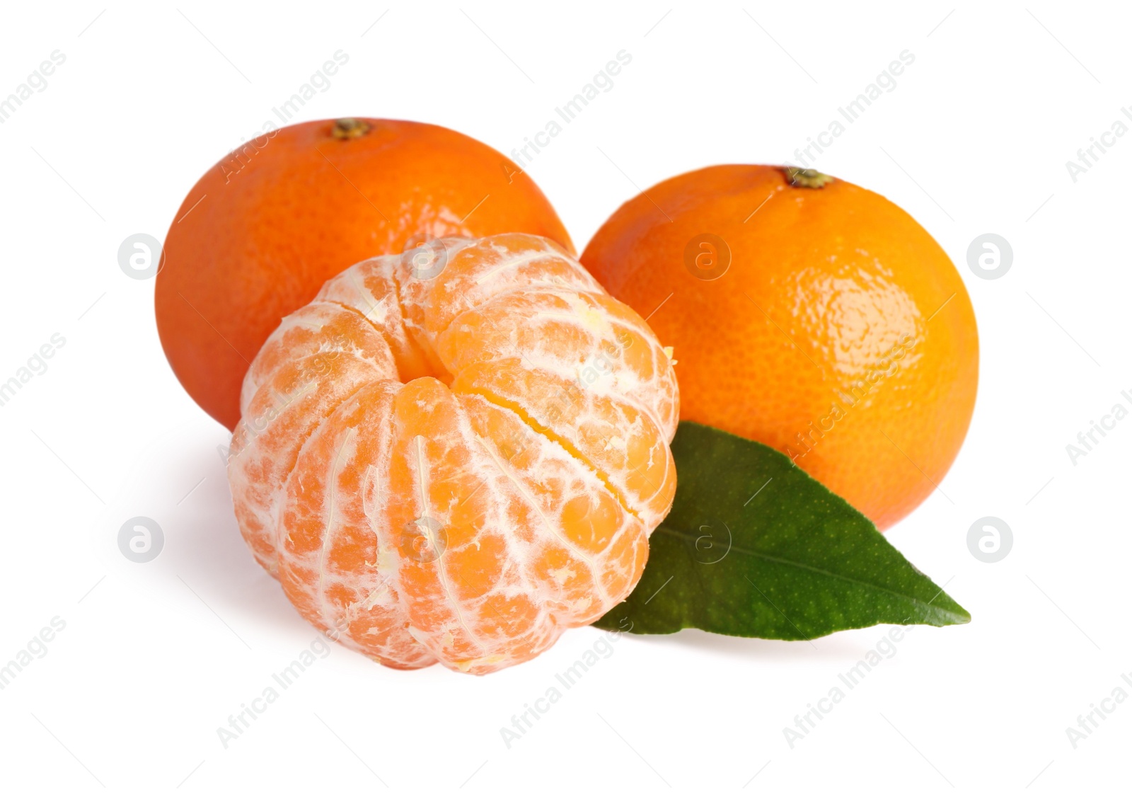 Photo of Fresh ripe juicy tangerines isolated on white