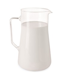 One jug of fresh milk isolated on white