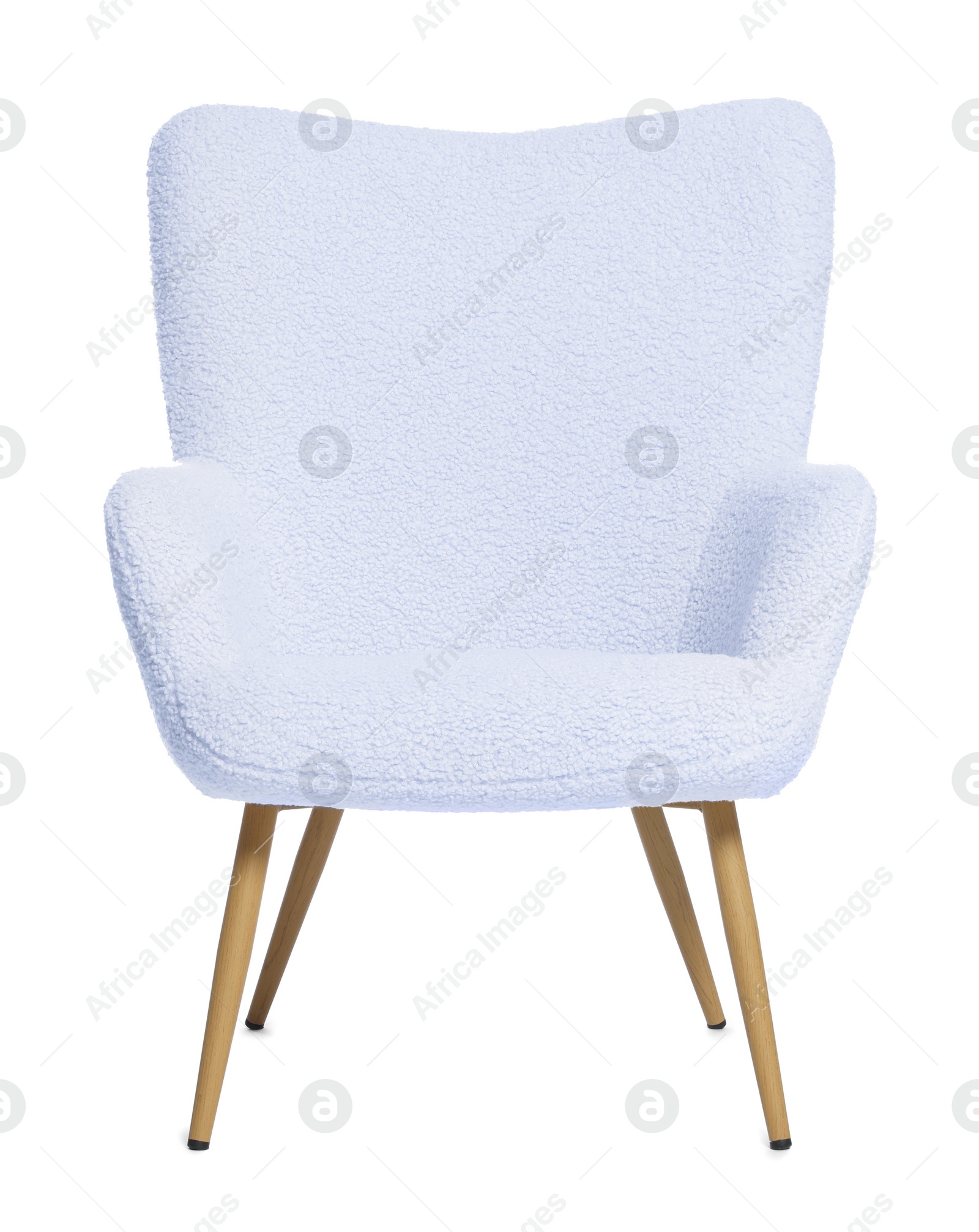 Image of One comfortable lavender color armchair isolated on white