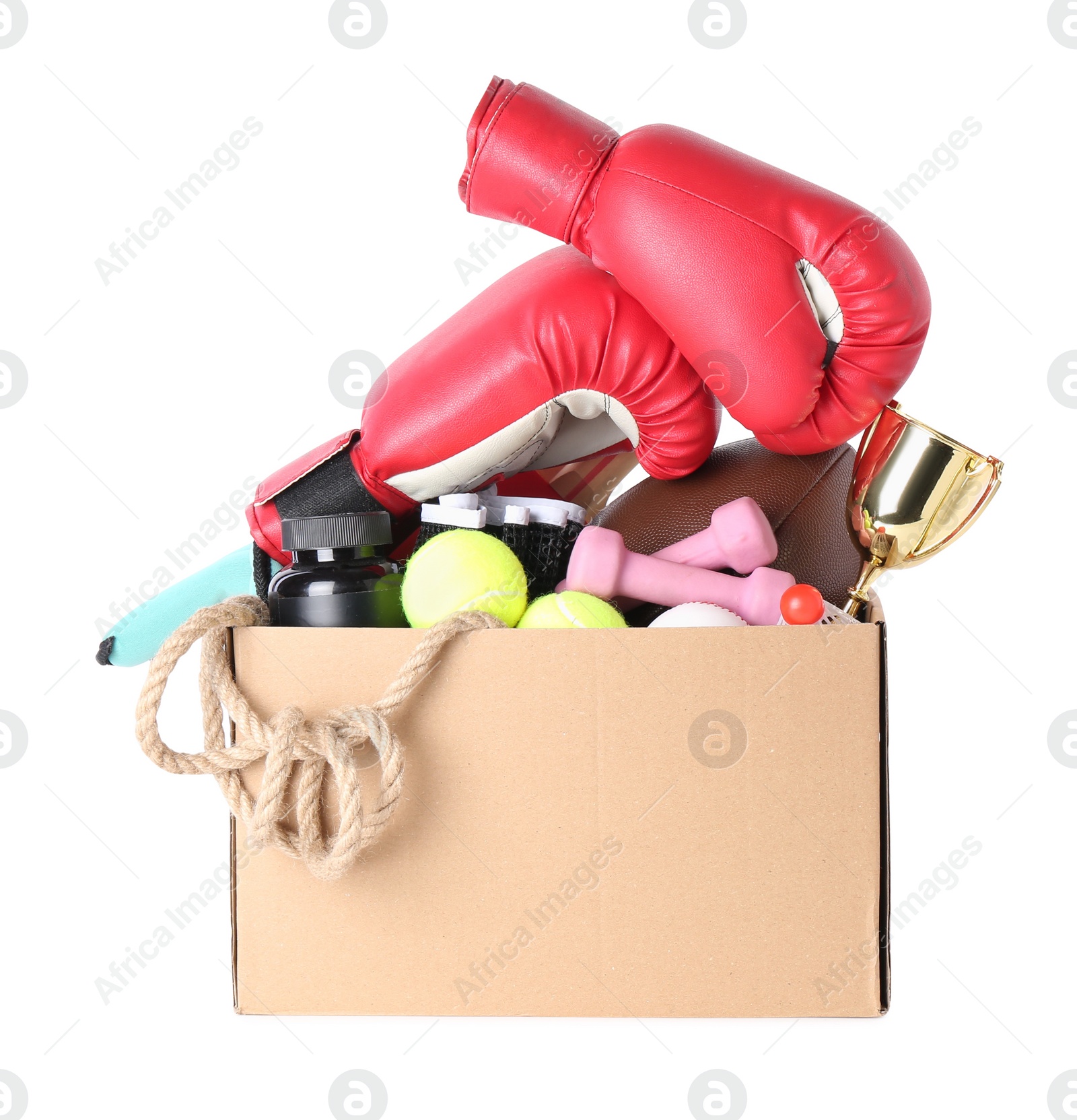 Photo of Box of unwanted stuff isolated on white