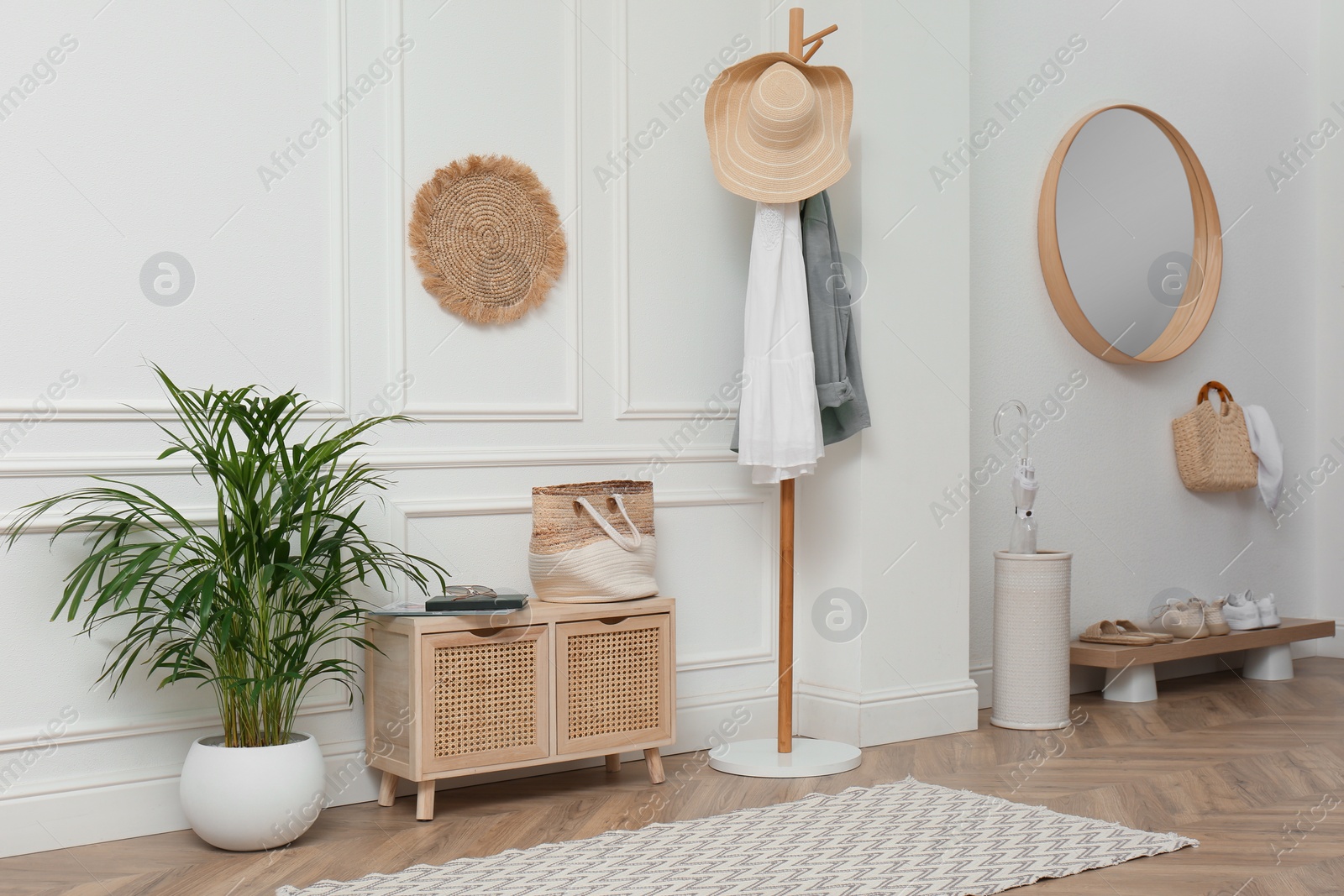 Photo of Hallway with stylish furniture. Idea for interior design