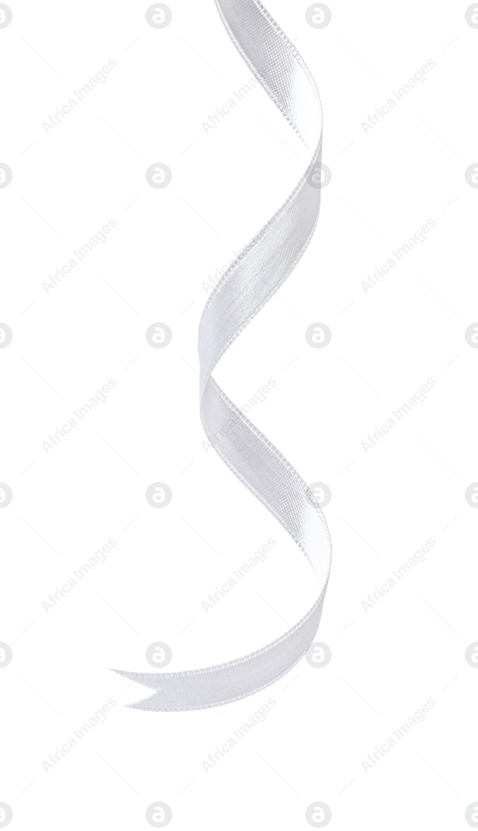 Image of One white satin ribbon isolated on white