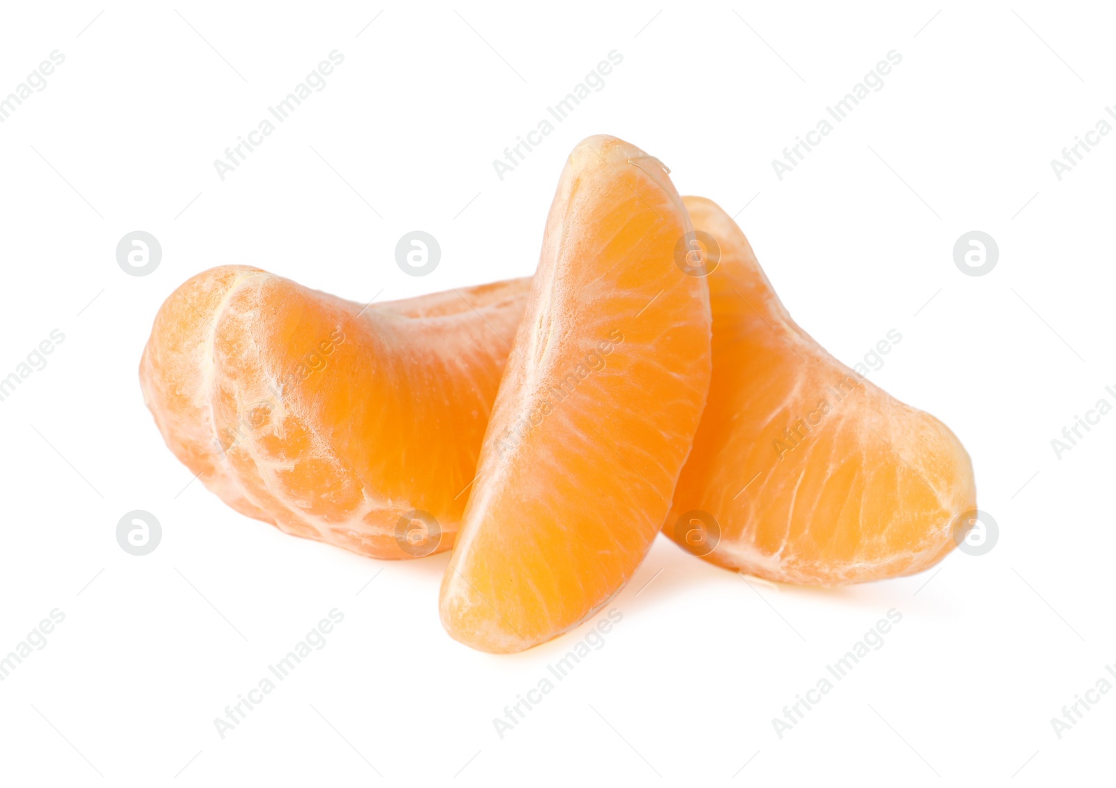 Photo of Pieces of fresh ripe tangerine isolated on white