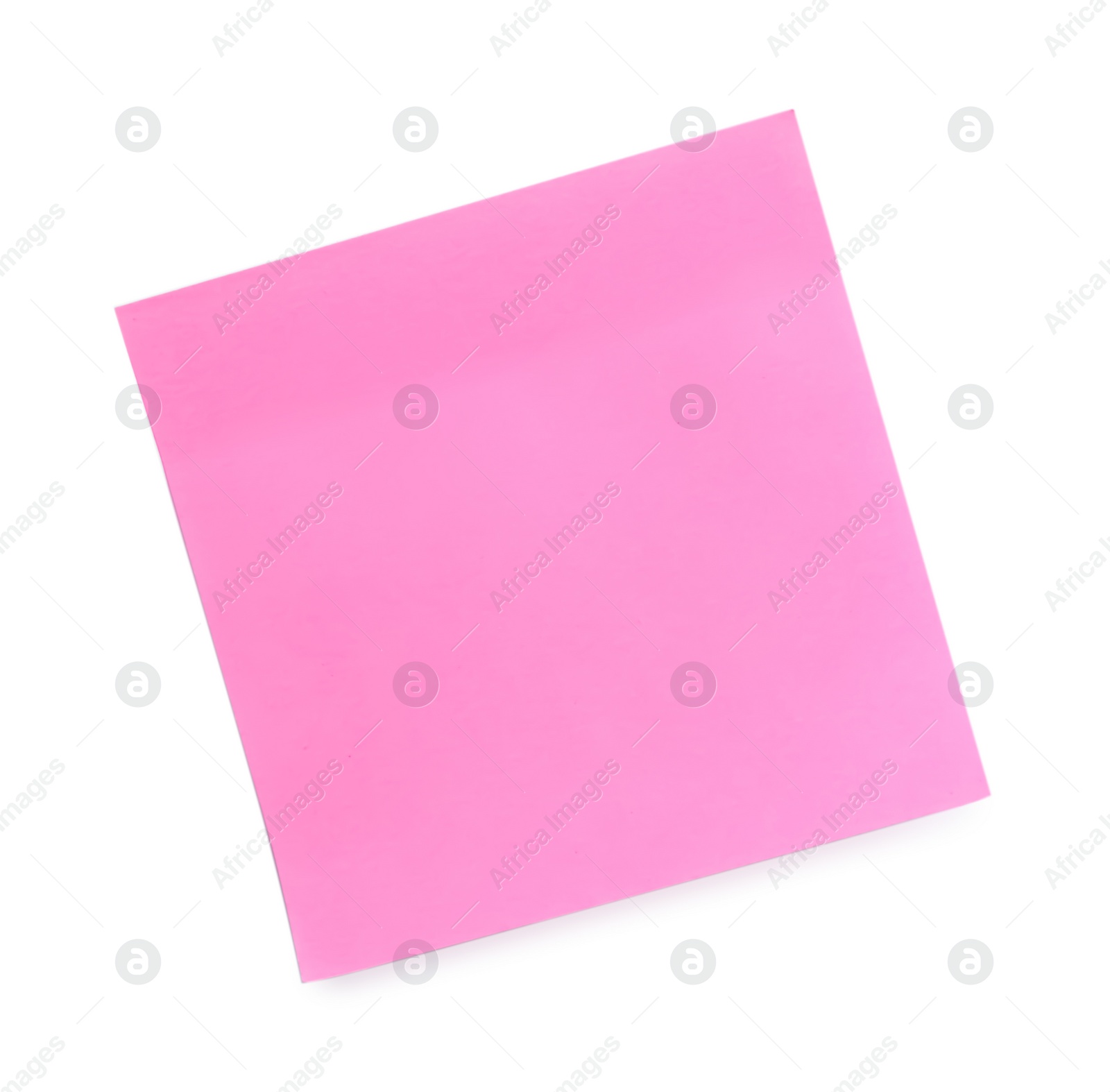 Photo of Blank pink sticky note on white background, top view