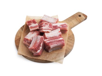 Photo of Cut raw pork ribs isolated on white