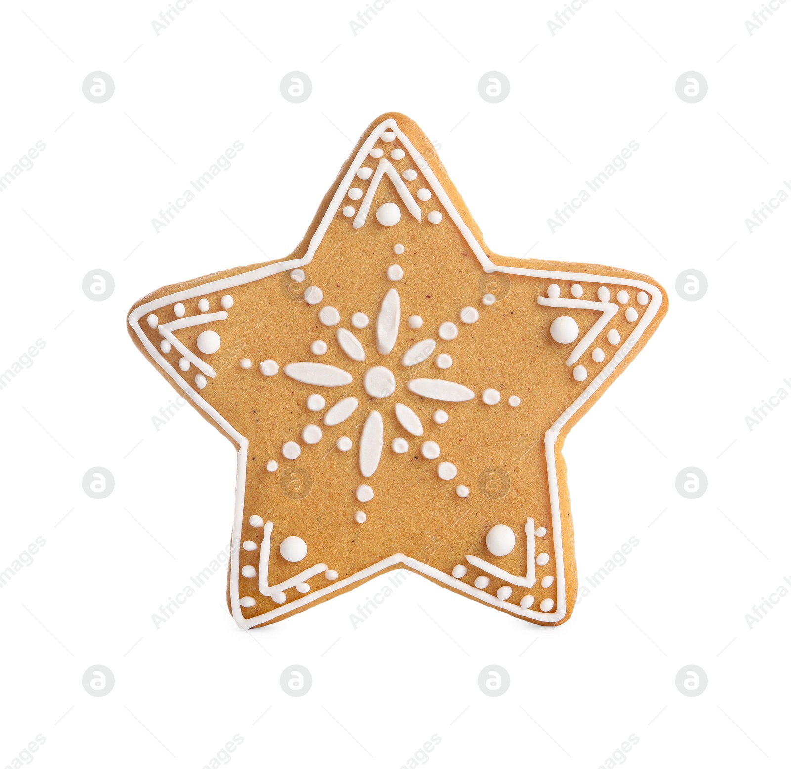 Photo of Tasty star shaped Christmas cookie isolated on white