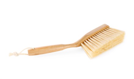 Wooden brush isolated on white. Cleaning tool