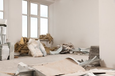 Photo of Building materials in room prepared for renovation