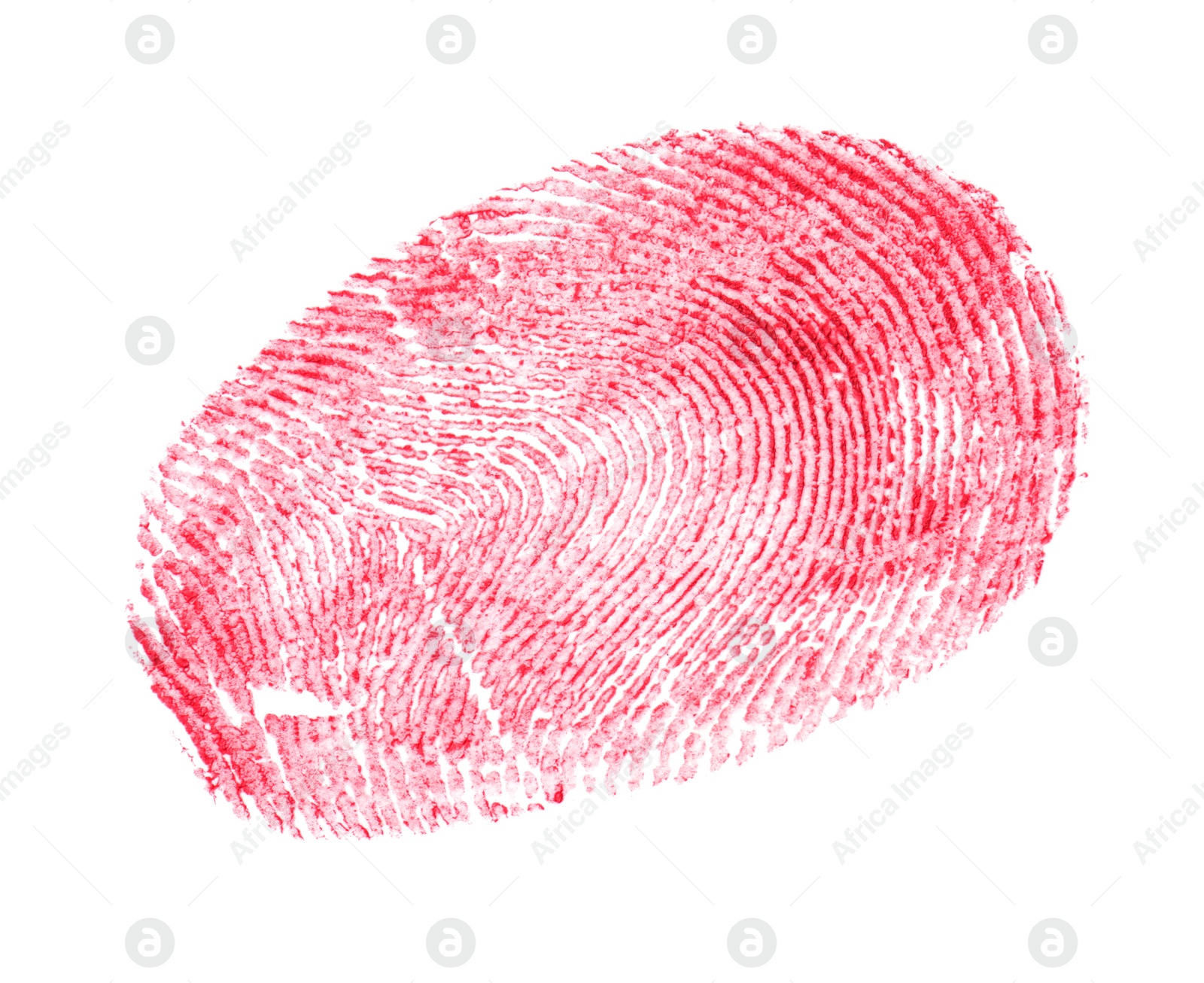 Photo of Fingerprint made with blood on white background, top view