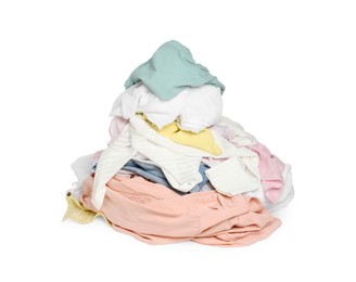 Pile of colorful clothes isolated on white