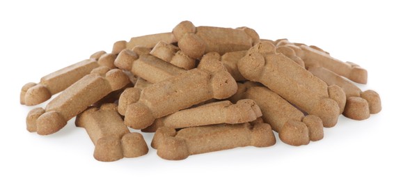 Bone shaped dog cookies on white background