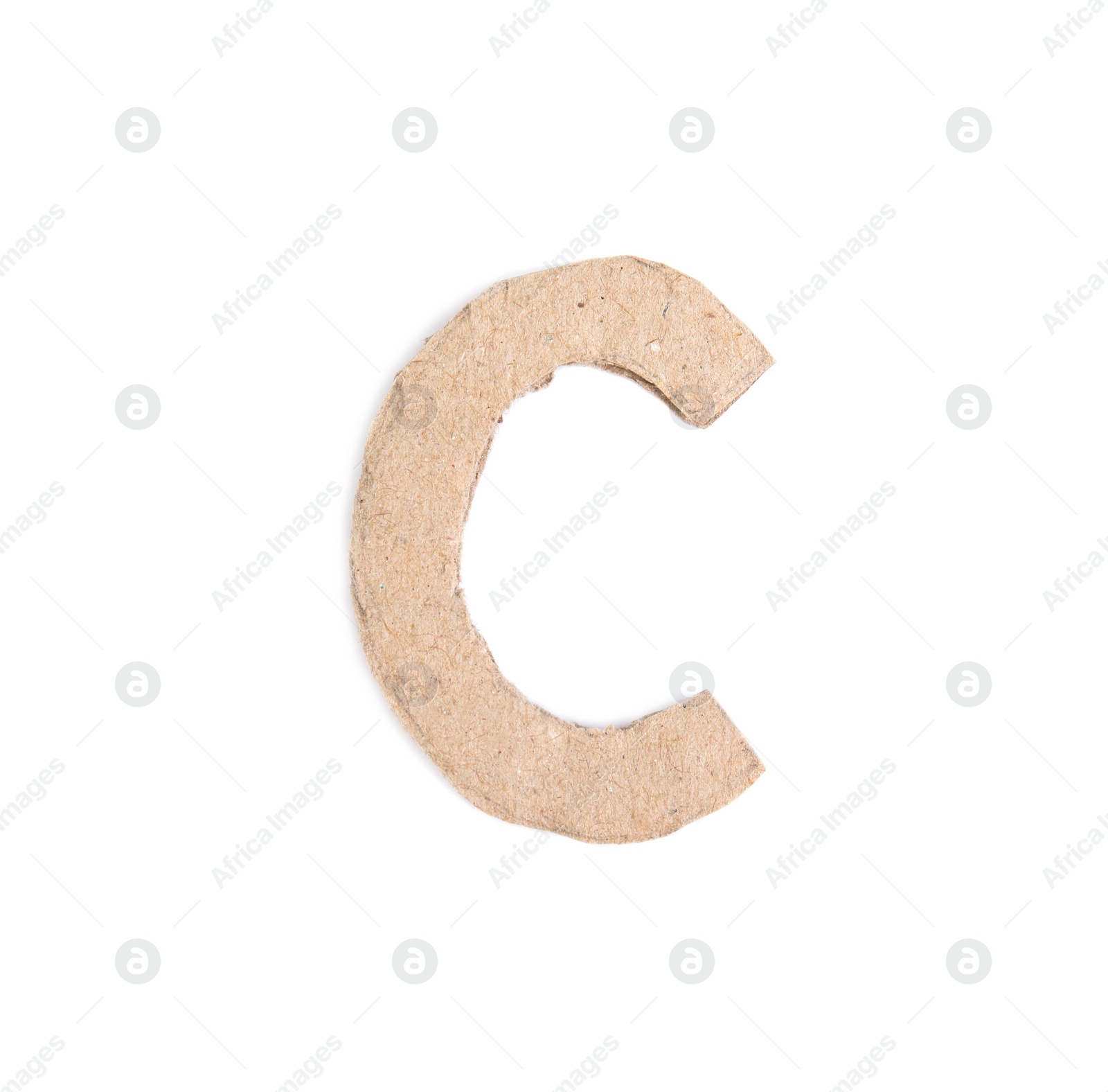 Photo of Letter C made of cardboard isolated on white