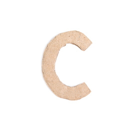 Photo of Letter C made of cardboard isolated on white