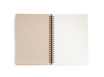 One notebook isolated on white, top view