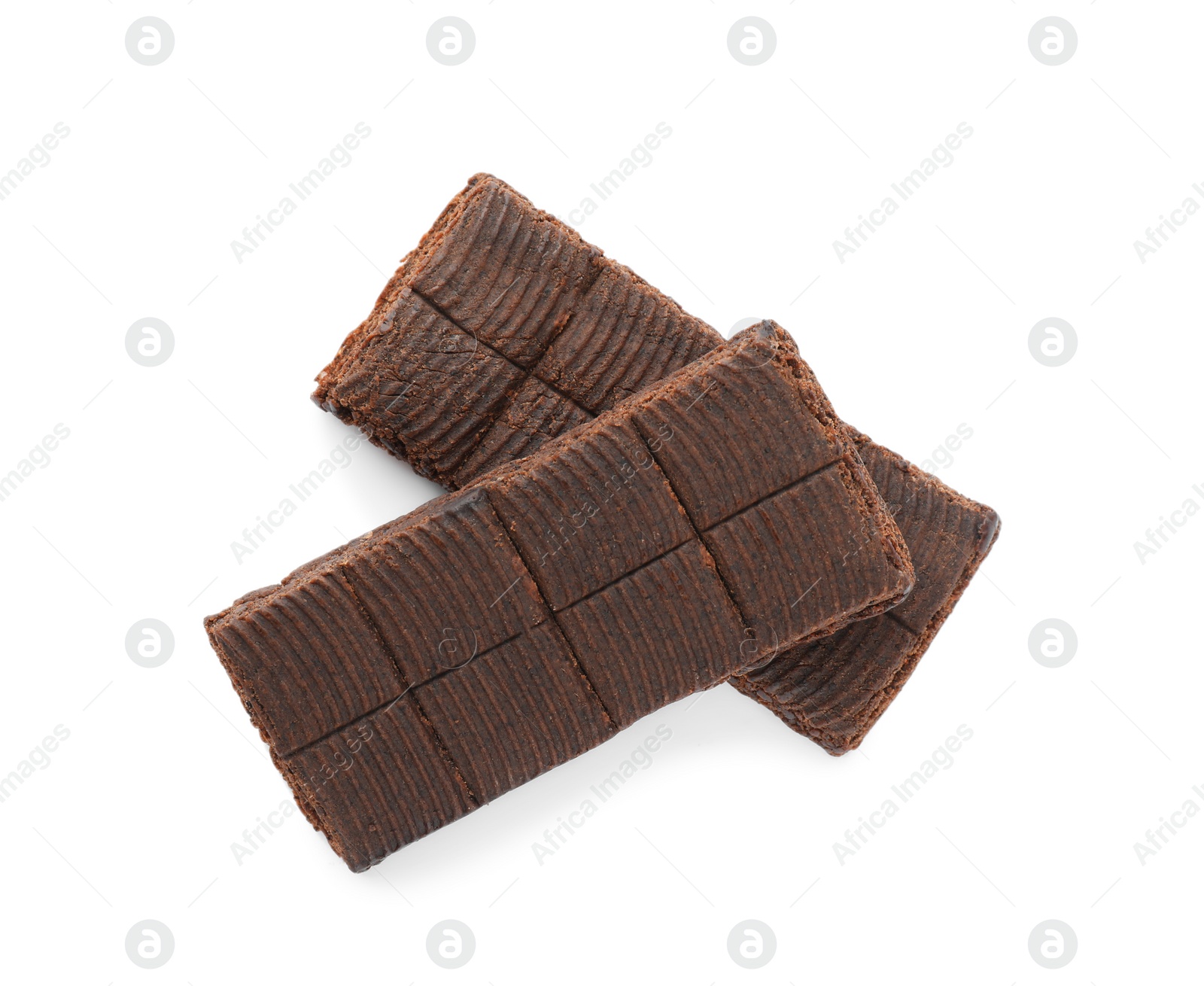 Photo of Hematogen bars on white background, top view