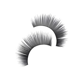 Fake eyelashes on white background, top view. Makeup product