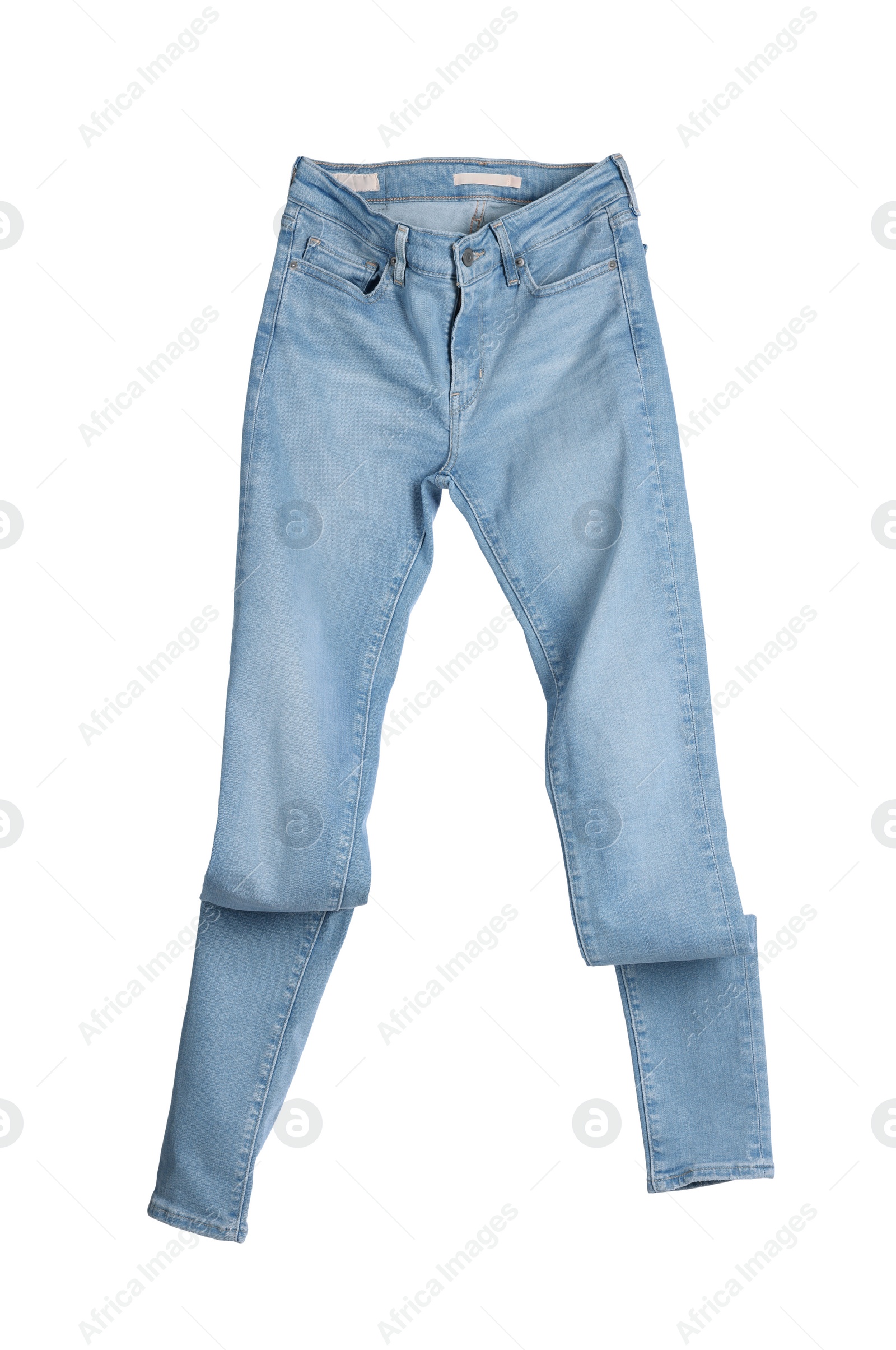 Image of Stylish light blue jeans isolated on white