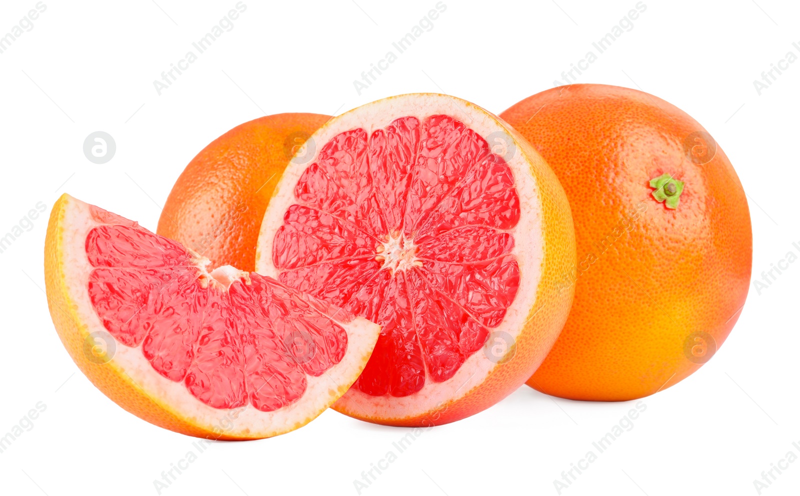 Photo of Fresh ripe grapefruits isolated on white. Citrus fruit