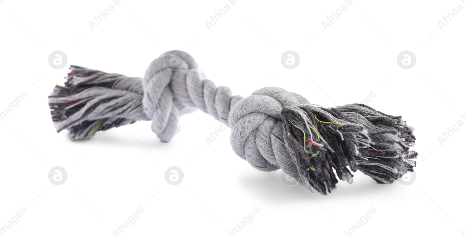 Photo of Grey rope toy for pet isolated on white