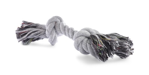 Grey rope toy for pet isolated on white