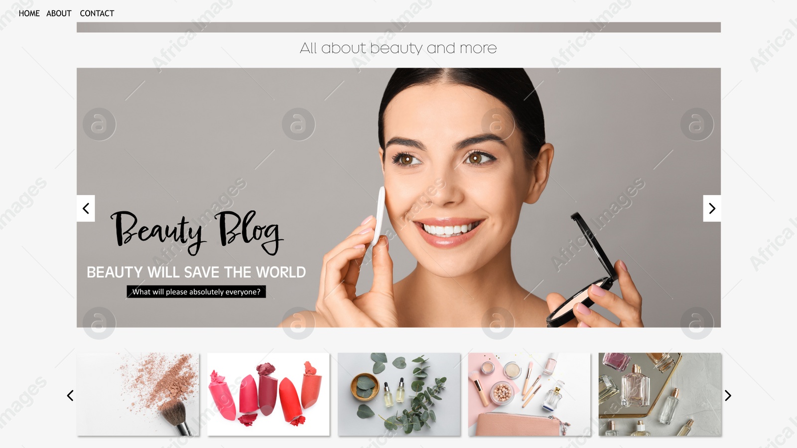 Image of Homepage design of beauty blog web site