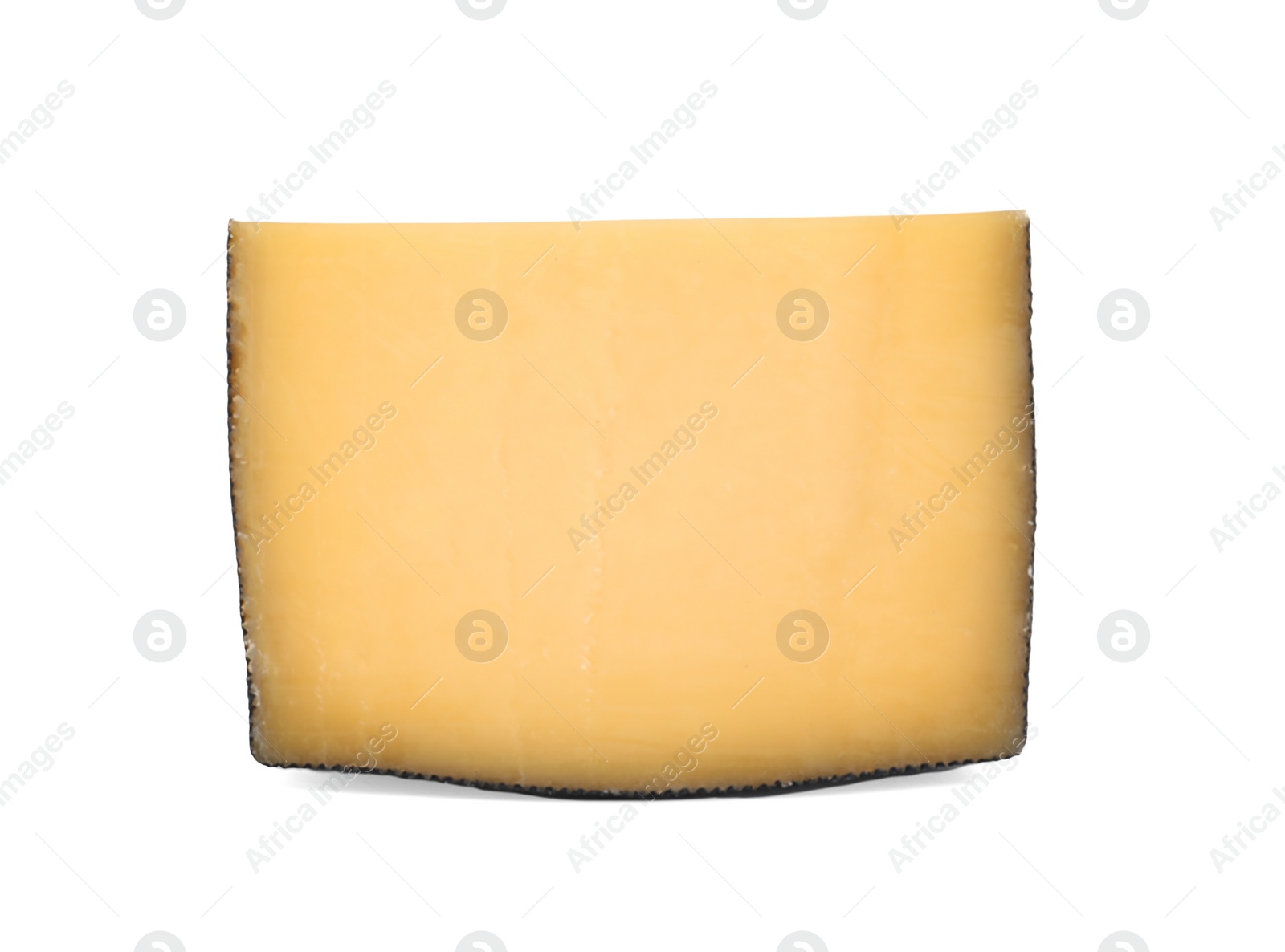 Photo of Piece of tasty fresh cheese isolated on white