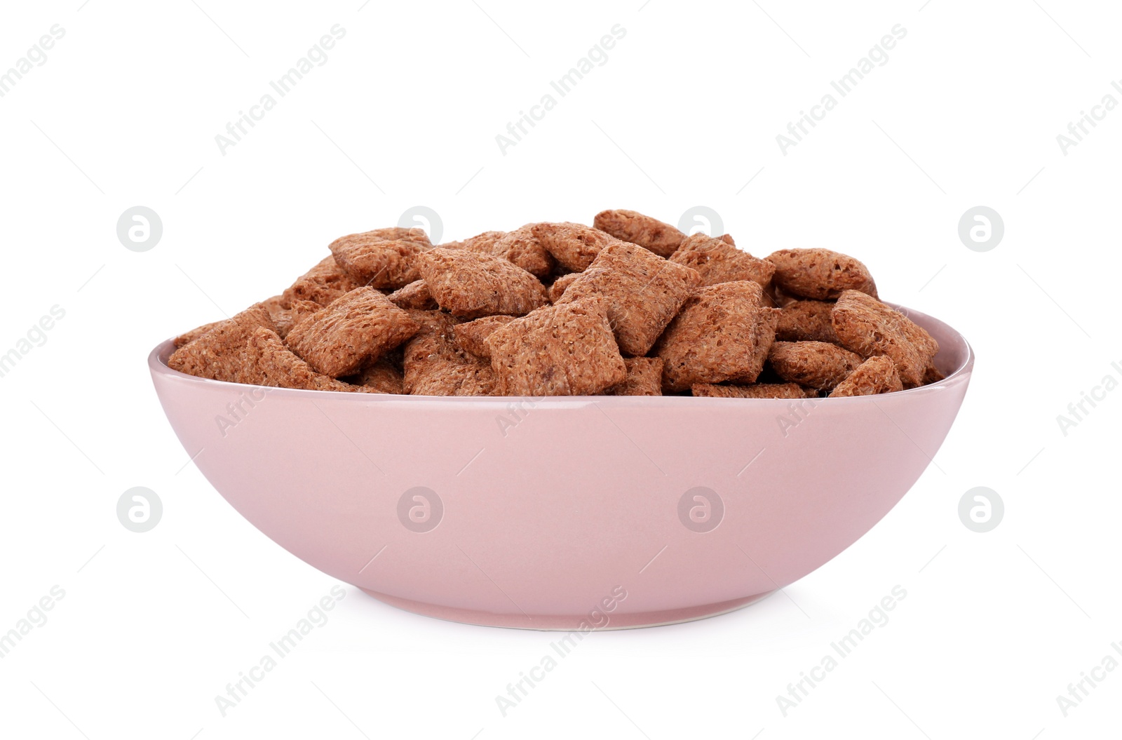 Photo of Sweet crispy corn pads in bowl isolated on white