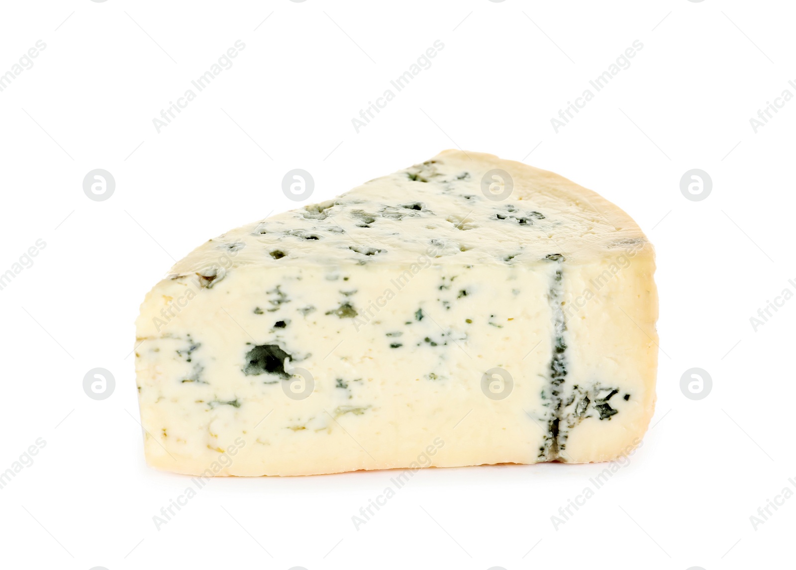 Photo of Piece of tasty blue cheese isolated on white