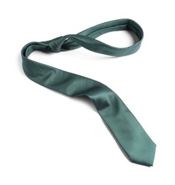 One green necktie isolated on white. Men's accessory