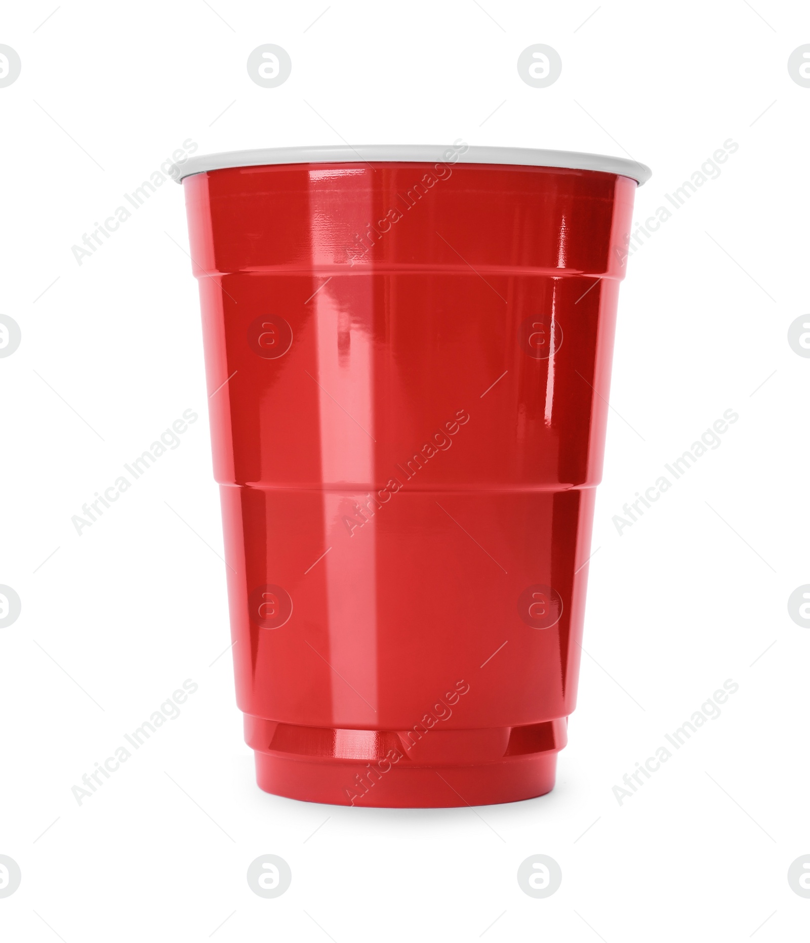 Photo of Red plastic cup isolated on white. Beer pong game