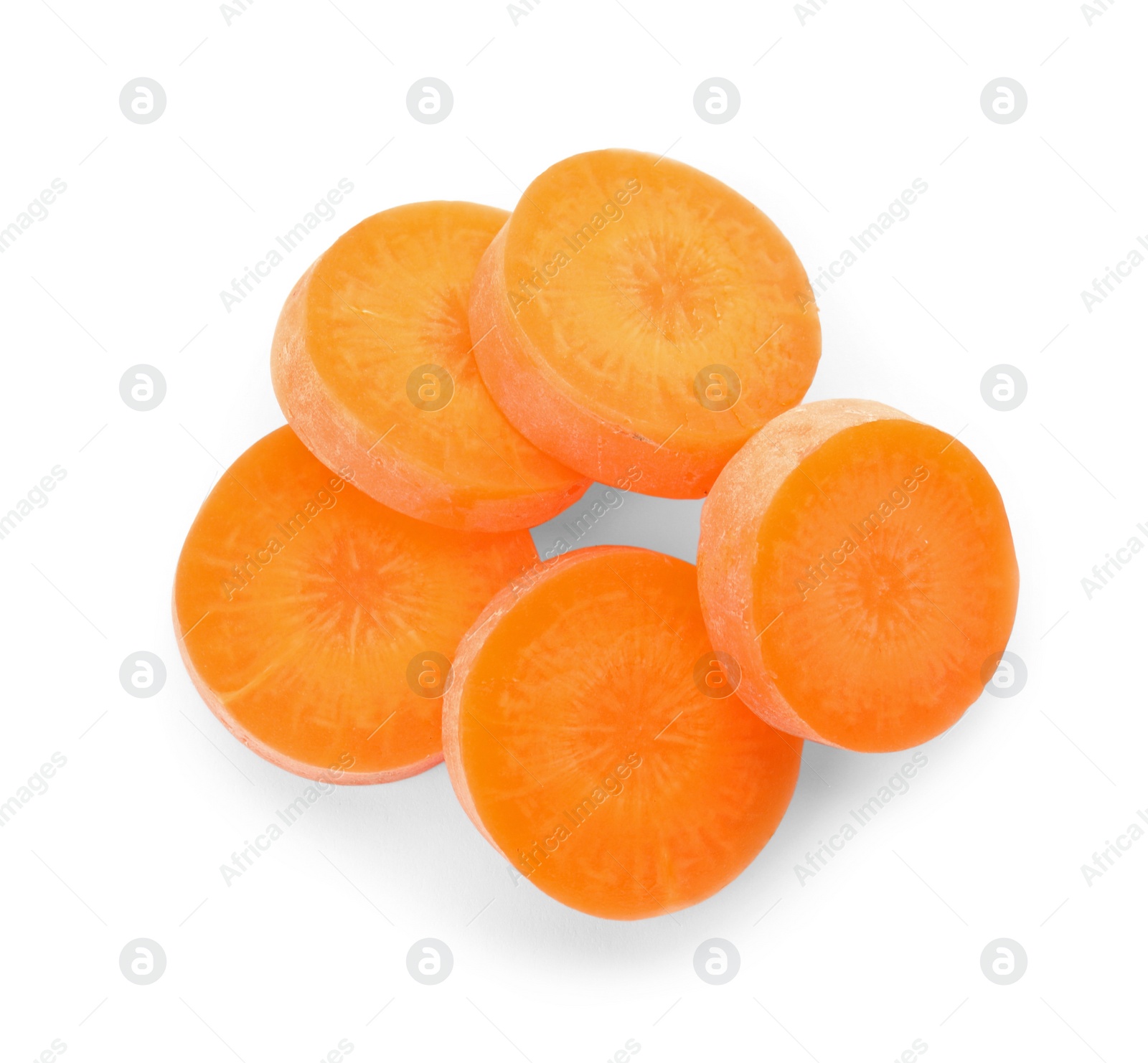 Photo of Ripe sliced carrot on white background