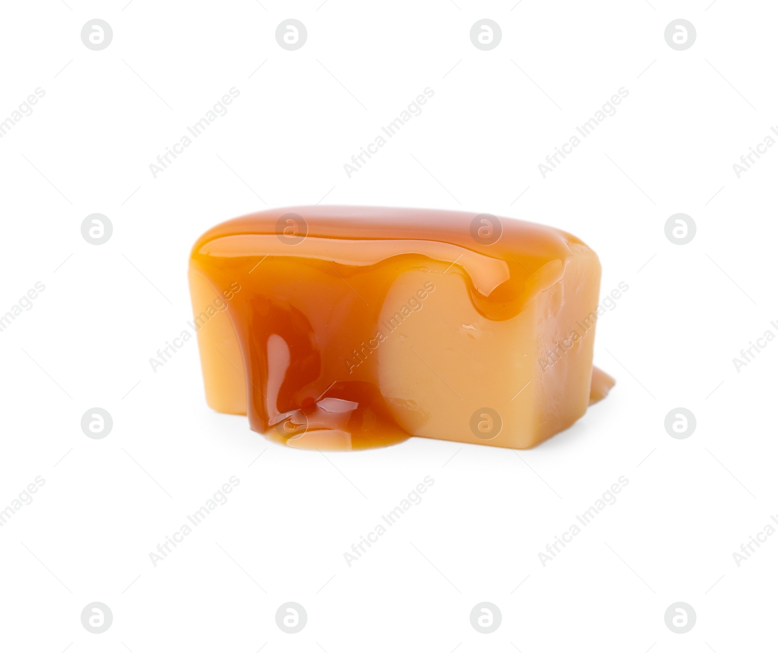 Photo of Yummy candy with salted caramel isolated on white