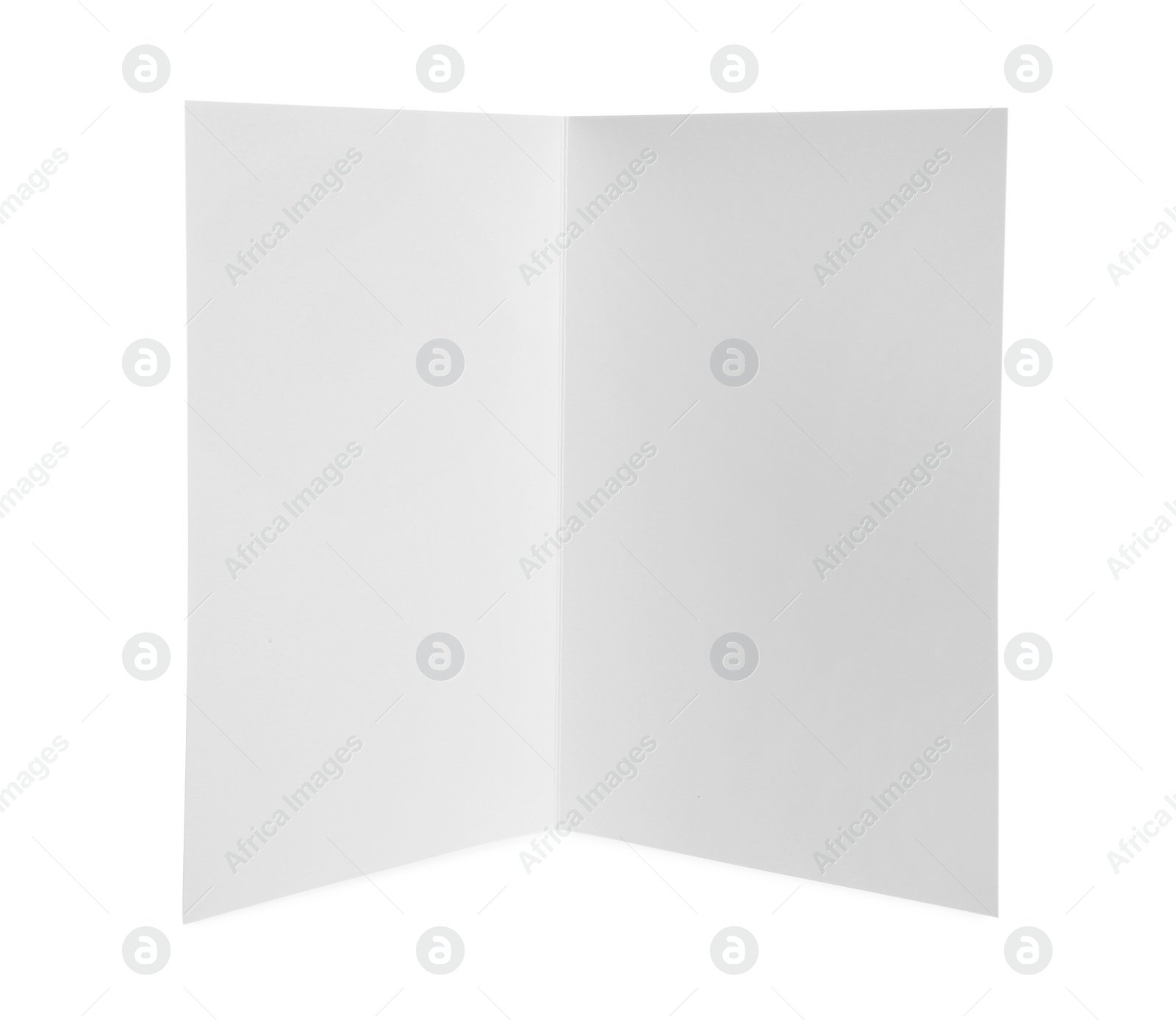 Photo of Open blank paper brochure isolated on white. Mockup for design