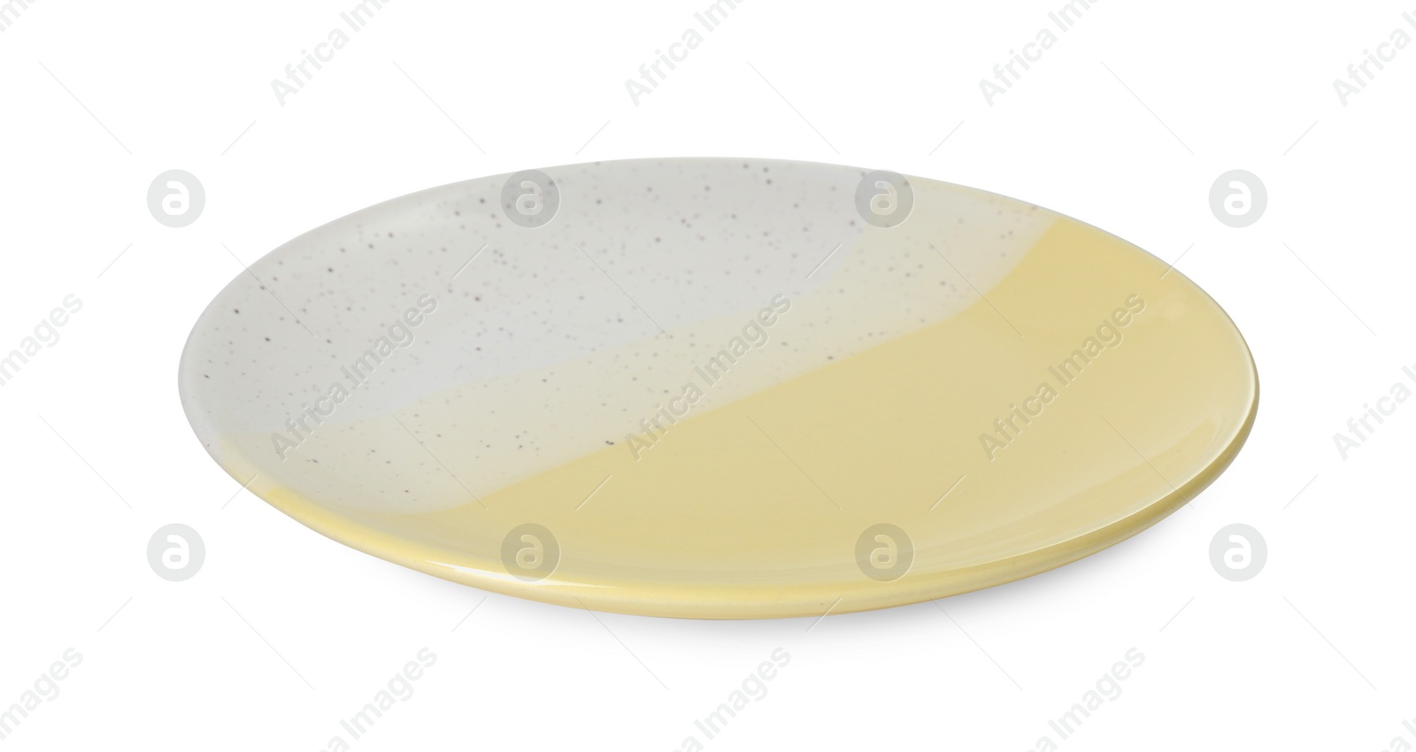 Photo of One beautiful ceramic plate isolated on white