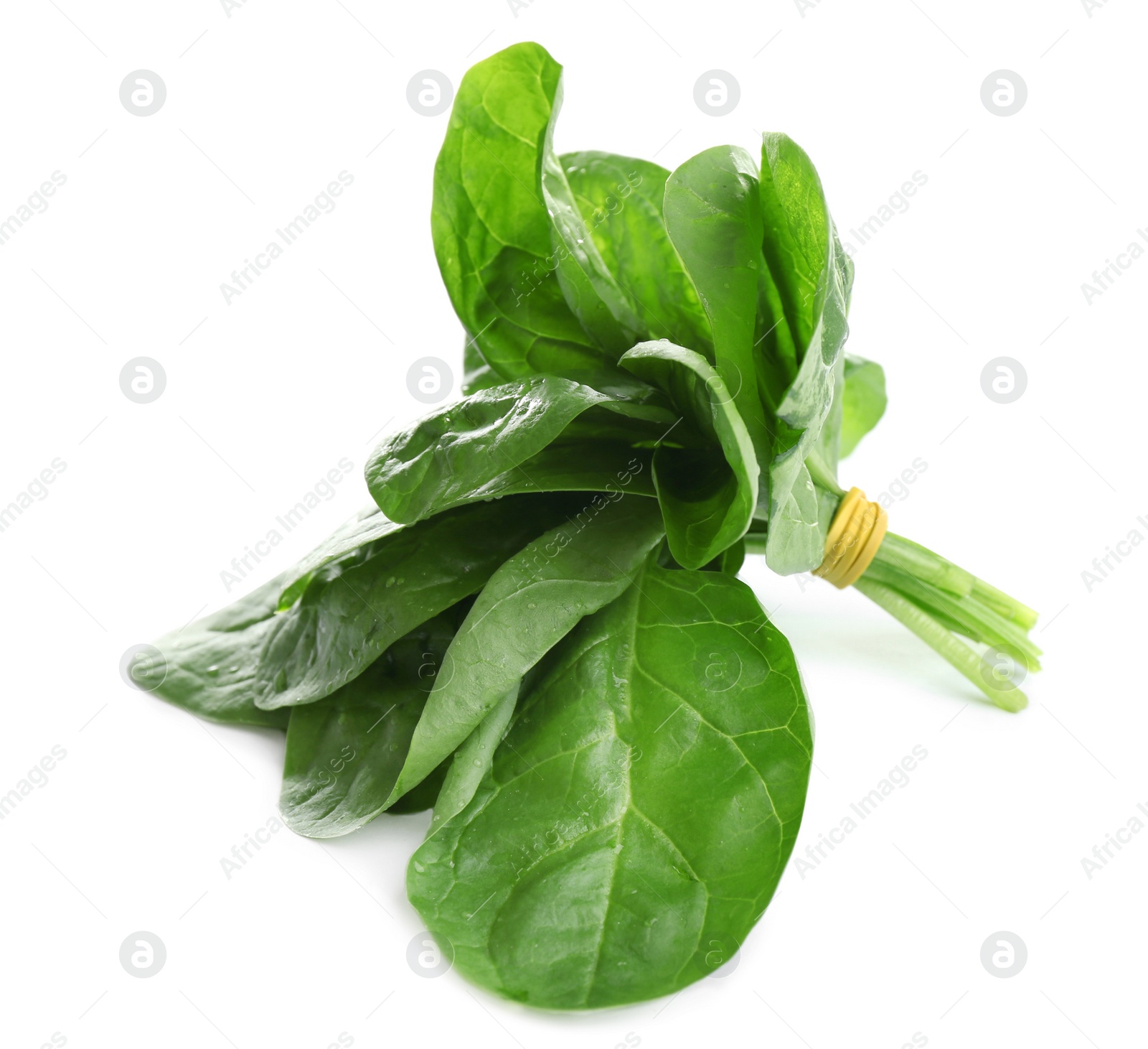 Photo of Bunch of fresh green healthy baby spinach leaves isolated on white