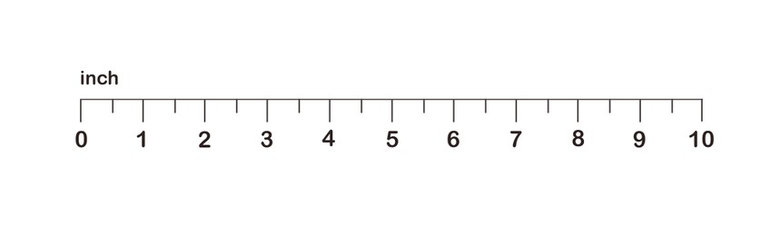 Image of Measuring length markings in inches of ruler on white background. Illustration