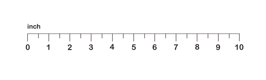 Measuring length markings in inches of ruler on white background. Illustration