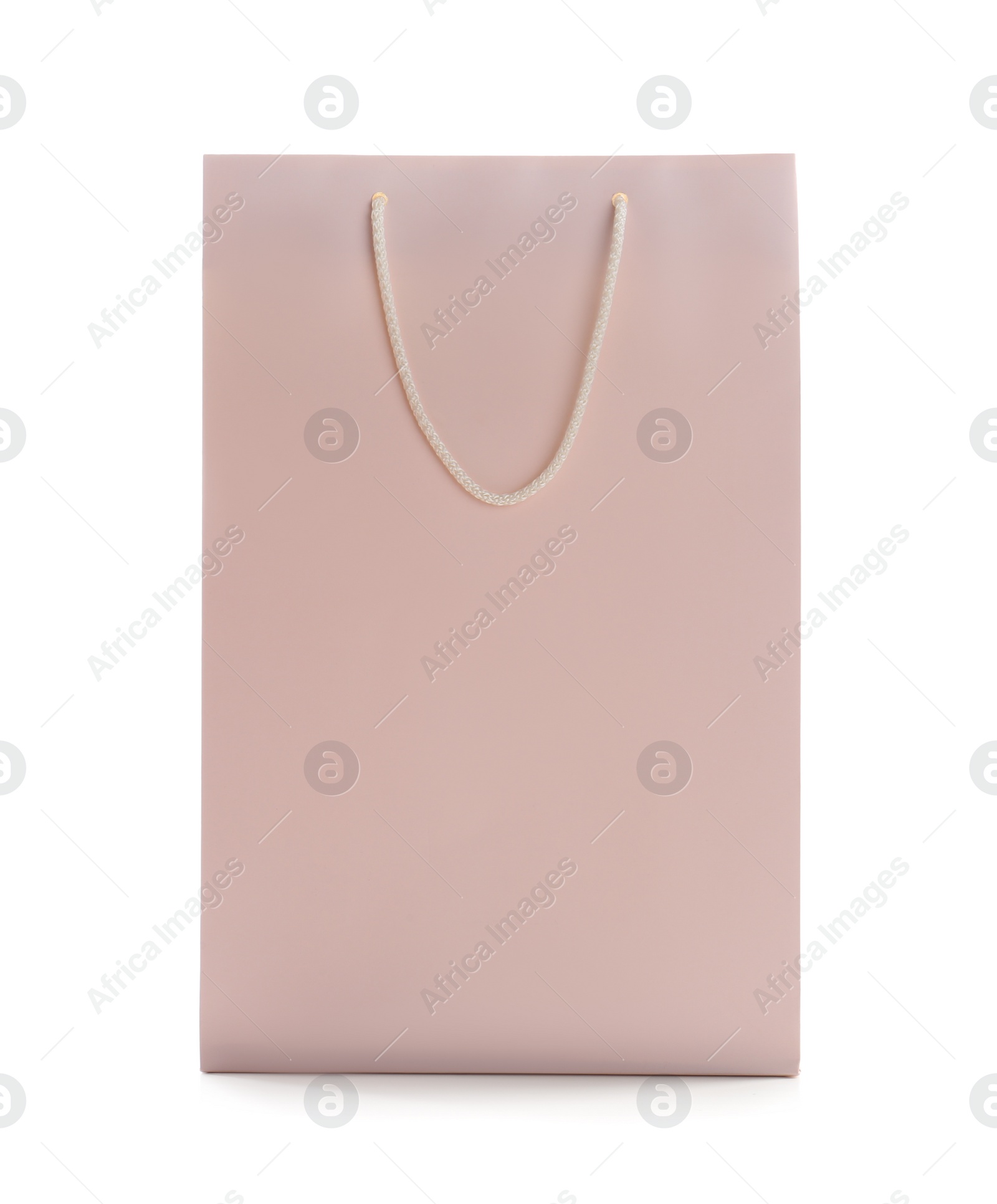 Photo of Pink paper shopping bag isolated on white