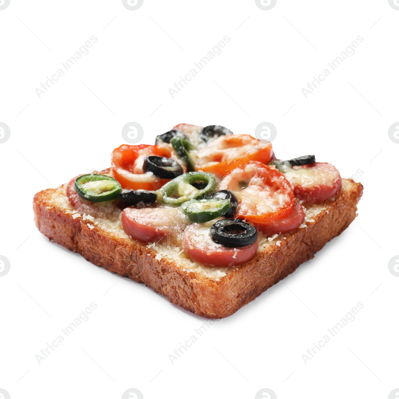 Photo of One tasty pizza toast isolated on white