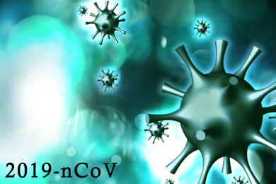 Illustration of Abstract illustration of Chinese coronavirus. Dangerous disease