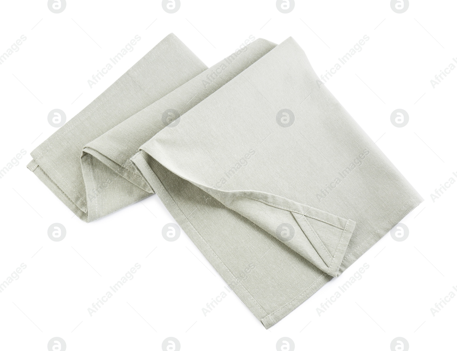 Photo of Light grey towel for kitchen isolated on white, top view