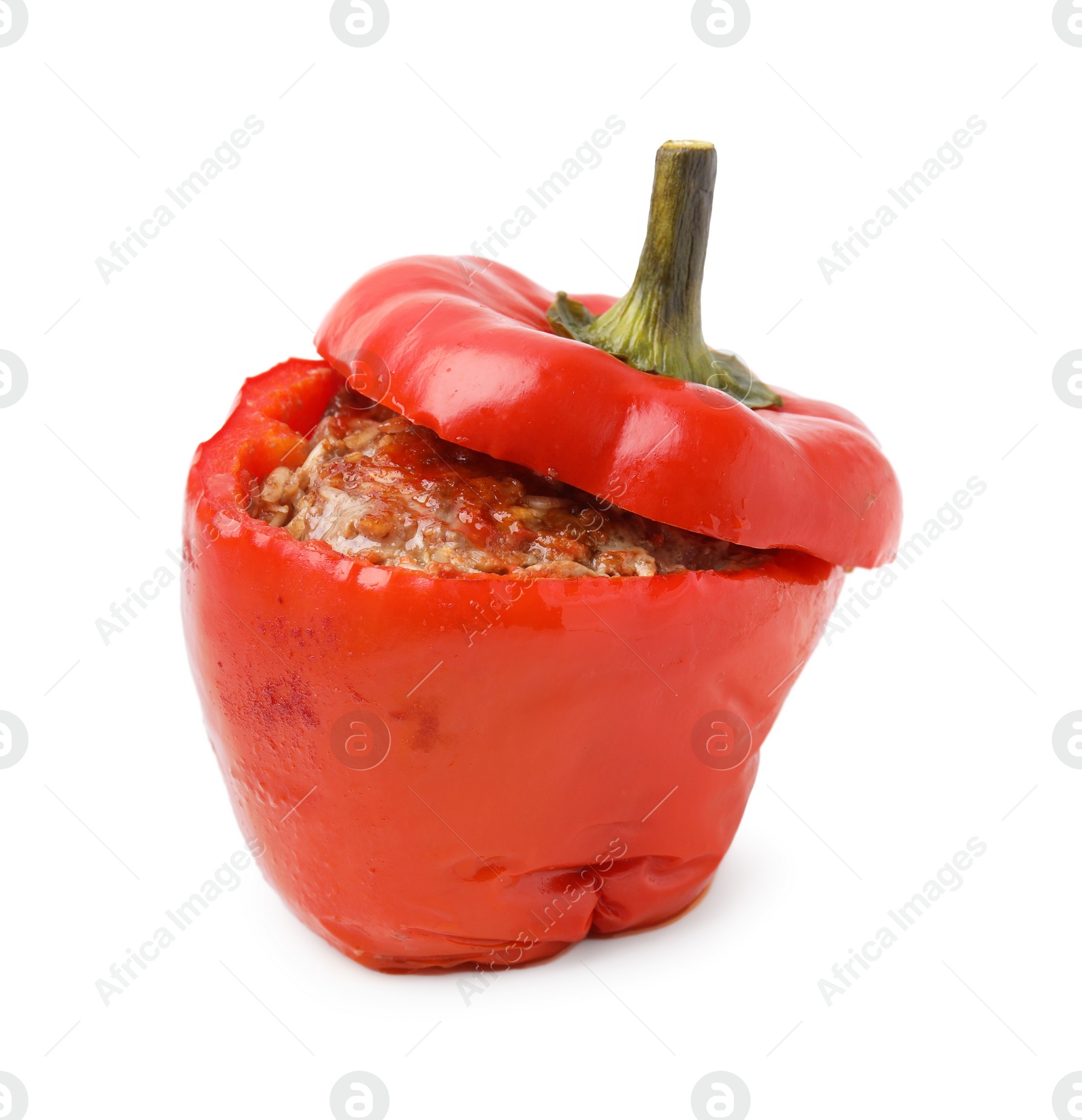 Photo of Delicious stuffed bell pepper isolated on white