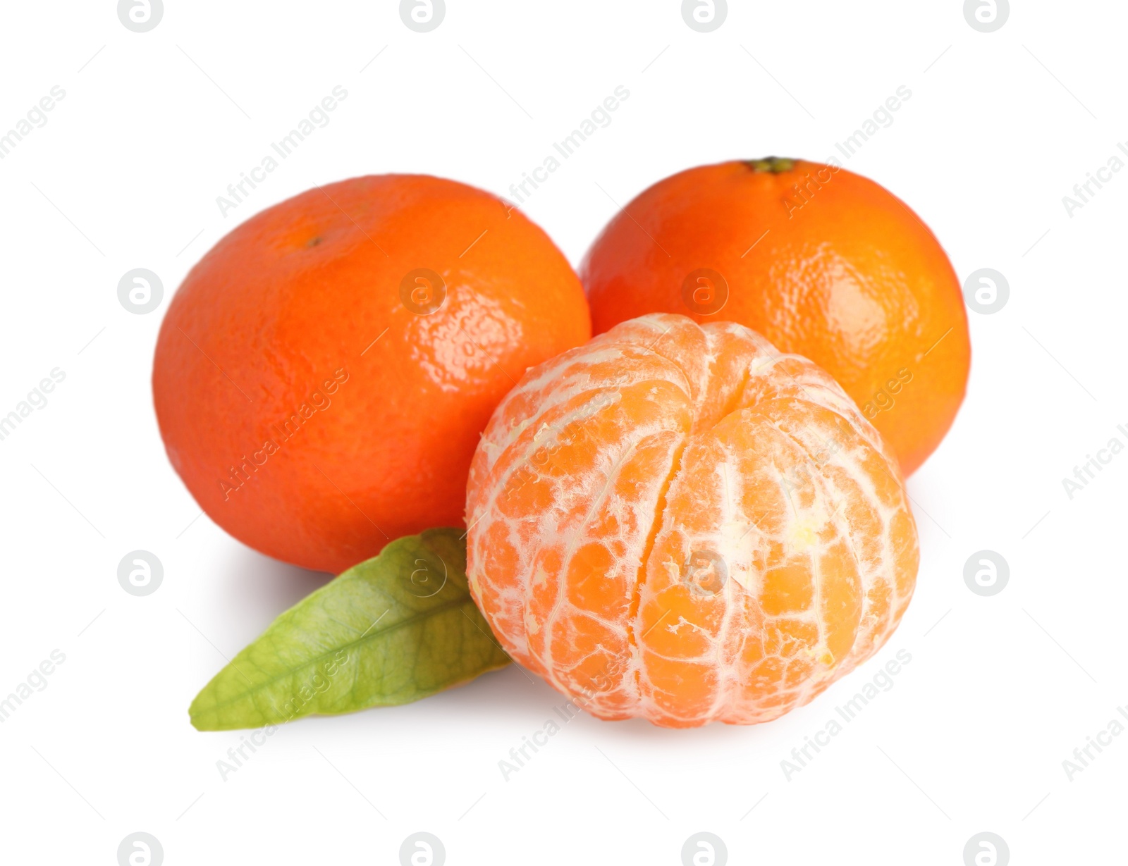 Photo of Fresh ripe juicy tangerines isolated on white