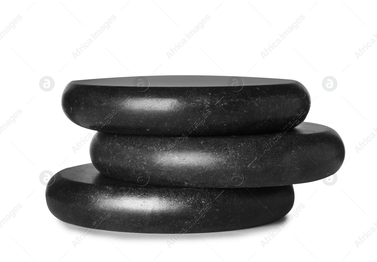 Photo of Stack of spa stones on white background