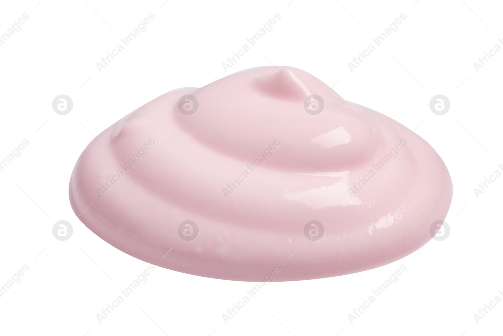 Photo of Sample of creamy yogurt on white background