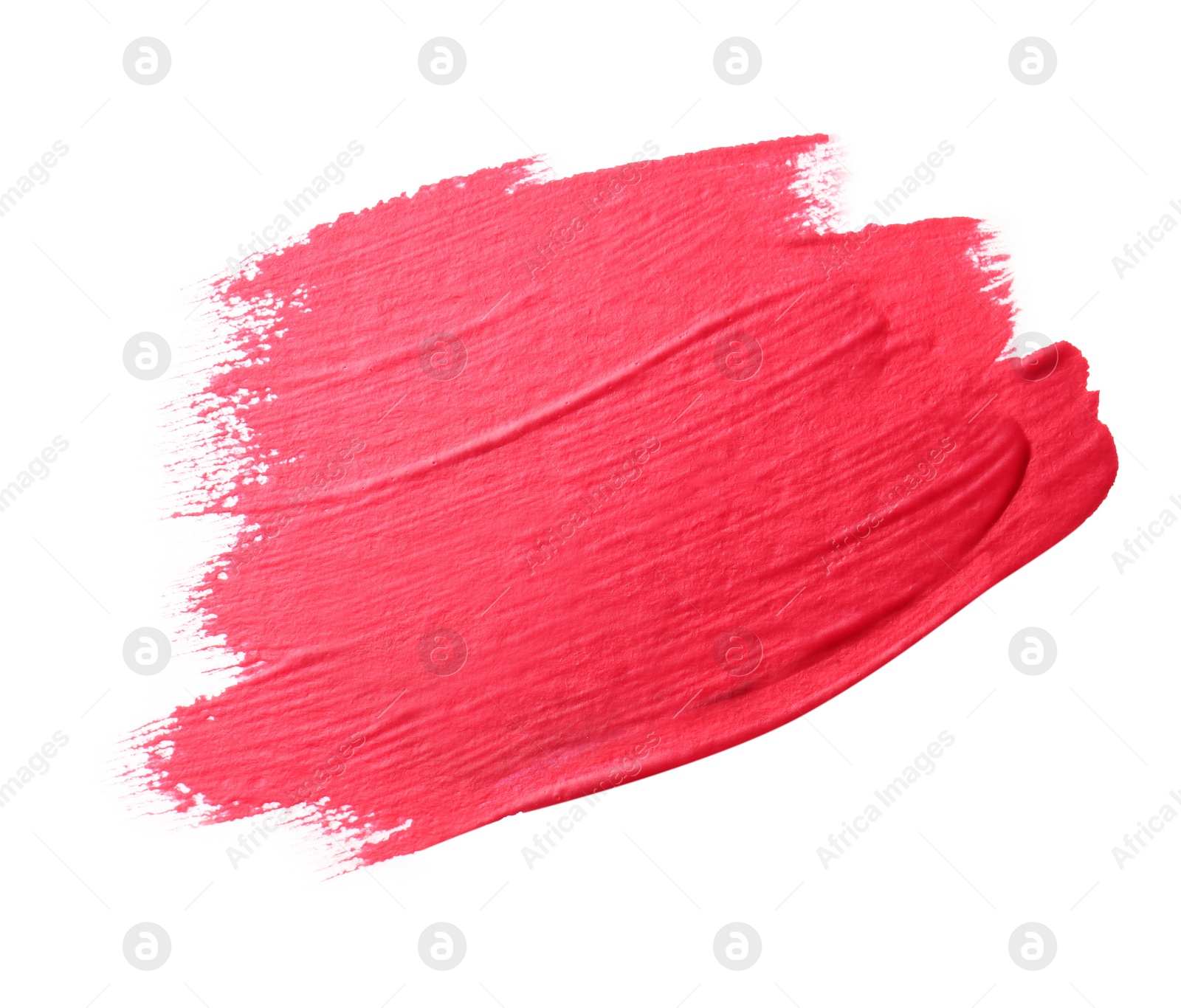 Photo of Sample of red paint on white background, top view