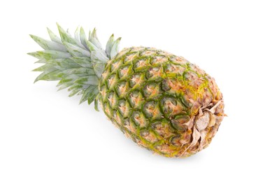 Photo of One delicious ripe pineapple isolated on white